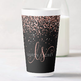 Rose Gold Blush Pink Glitzer Glam Monogram Name Milchtasse