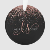Rose Gold Blush Pink Glitzer Glam Monogram Name Ornament (Vorderseite)