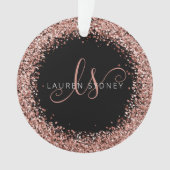 Rose Gold Blush Pink Glitzer Glam Monogram Name Ornament (Vorderseite)