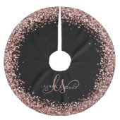 Rose Gold Blush Pink Glitzer Glam Monogram Name Polyester Weihnachtsbaumdecke (Vorderseite)