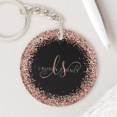 Rose Gold Blush Pink Glitzer Glam Monogram Name Schlüsselanhänger