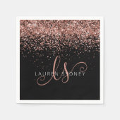 Rose Gold Blush Pink Glitzer Glam Monogram Name Serviette (Vorderseite)