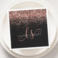 Rose Gold Blush Pink Glitzer Glam Monogram Name