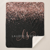 Rose Gold Blush Pink Glitzer Glam Monogram Name Sherpadecke (Vorderseite)