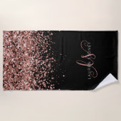 Rose Gold Blush Pink Glitzer Glam Monogram Name Strandtuch (Vorderseite)