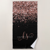 Rose Gold Blush Pink Glitzer Glam Monogram Name Strandtuch (Vorderseite)