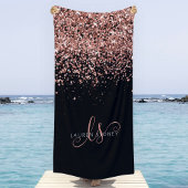 Rose Gold Blush Pink Glitzer Glam Monogram Name Strandtuch