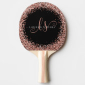 Rose Gold Blush Pink Glitzer Glam Monogram Name Tischtennis Schläger (Vorderseite)