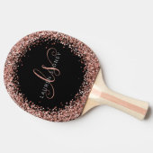Rose Gold Blush Pink Glitzer Glam Monogram Name Tischtennis Schläger (Seitenansicht)