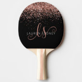 Rose Gold Blush Pink Glitzer Glam Monogram Name Tischtennis Schläger (Vorderseite)