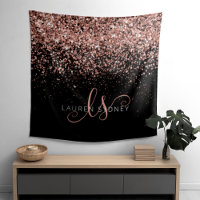 Rose Gold Blush Pink Glitzer Glam Monogram Name