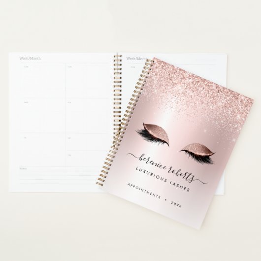 Rose Gold Blush Pink Glitzer Lash Extensions Planer (Anzeige)