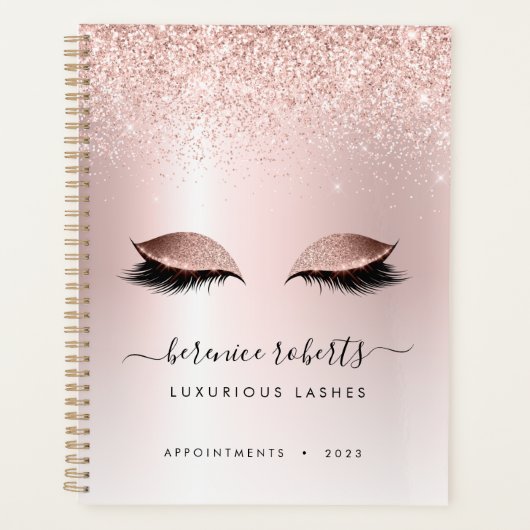 Rose Gold Blush Pink Glitzer Lash Extensions Planer (Vorderseite)