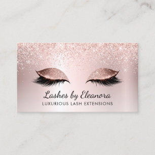 Rose Gold Blush Pink Glitzer Lash Extensions Visitenkarte