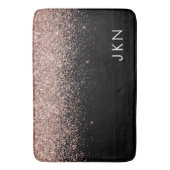 Rose Gold Blush Pink Glitzer Monogram Initialen Badematte (Vorderseite Vertikal)