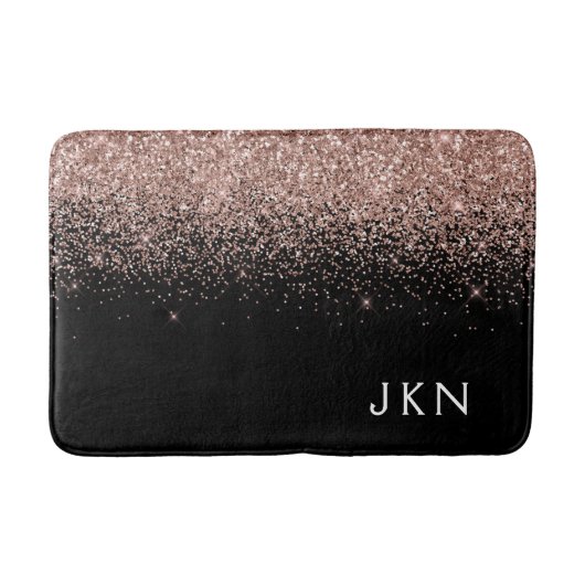 Rose Gold Blush Pink Glitzer Monogram Initialen Badematte (Vorderseite)
