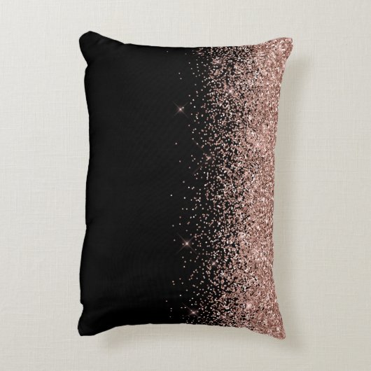 Rose Gold Blush Pink Glitzer Monogram Initialen Dekokissen (Rückseite(Vertikal))
