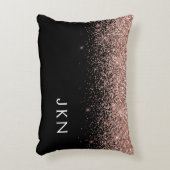 Rose Gold Blush Pink Glitzer Monogram Initialen Dekokissen (Vorderseite(Vertikal))
