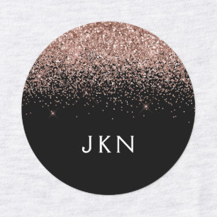 Rose Gold Blush Pink Glitzer Monogram Initialen Etiketten