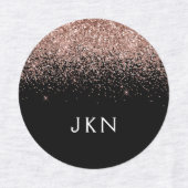 Rose Gold Blush Pink Glitzer Monogram Initialen Etiketten (Design 2)