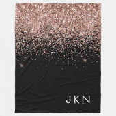 Rose Gold Blush Pink Glitzer Monogram Initialen Fleecedecke (Vorderseite)