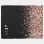 Rose Gold Blush Pink Glitzer Monogram Initialen Fleecedecke (Vorderseite (Horizontal))