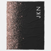 Rose Gold Blush Pink Glitzer Monogram Initialen Fleecedecke (Vorderseite)