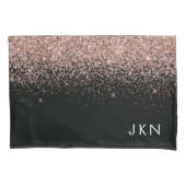 Rose Gold Blush Pink Glitzer Monogram Initialen Kissenbezug (Vorderseite)