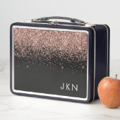 Rose Gold Blush Pink Glitzer Monogram Initialen Metall Brotdose (Beispiel)