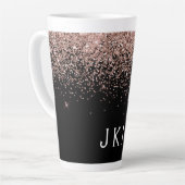 Rose Gold Blush Pink Glitzer Monogram Initialen Milchtasse (Linke Ecke)