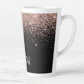 Rose Gold Blush Pink Glitzer Monogram Initialen Milchtasse (Rechts)