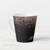 Rose Gold Blush Pink Glitzer Monogram Initialen Milchtasse (Linke Ecke)