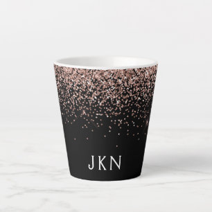 Rose Gold Blush Pink Glitzer Monogram Initialen Milchtasse
