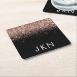 Rose Gold Blush Pink Glitzer Monogram Initialen Rechteckiger Pappuntersetzer<br><div class="desc">Schwarz und Rose Gold - Schwarz rosa Sparkle Glitzer Monogram Name Paper Untersetzer. Dies macht den perfekten Abschluss,  Geburtstag,  Hochzeit,  Brautparty,  Jubiläum,  Babydusche oder Junggeselinnen-Abschied Geschenk für jemanden,  die Lieben glamourösen Luxus und schicke Stile.</div>