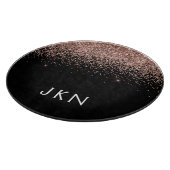 Rose Gold Blush Pink Glitzer Monogram Initialen Schneidebrett (Ecke)