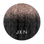 Rose Gold Blush Pink Glitzer Monogram Initialen Schneidebrett (Vorderseite)