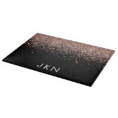 Rose Gold Blush Pink Glitzer Monogram Initialen Schneidebrett (Ecke)