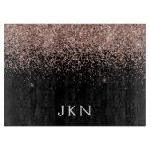 Rose Gold Blush Pink Glitzer Monogram Initialen Schneidebrett (Vorderseite)