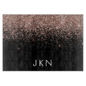 Rose Gold Blush Pink Glitzer Monogram Initialen Schneidebrett (Vorderseite)