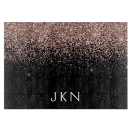 Rose Gold Blush Pink Glitzer Monogram Initialen Schneidebrett