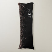 Rose Gold Blush Pink Glitzer Monogram Initialen Seitenschläferkissen (Vorderseite Vertikal)