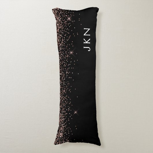 Rose Gold Blush Pink Glitzer Monogram Initialen Seitenschläferkissen (Vorderseite Vertikal)