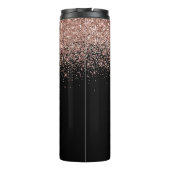Rose Gold Blush Pink Glitzer Monogram Initialen Thermosbecher (Rückseite)