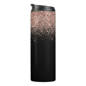 Rose Gold Blush Pink Glitzer Monogram Initialen Thermosbecher (Nach rechts gedreht)