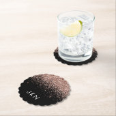 Rose Gold Blush Pink Glitzer Monogram Initialen Untersetzer (Vor Ort)