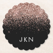 Rose Gold Blush Pink Glitzer Monogram Initialen Untersetzer (Vorderseite)