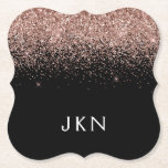 Rose Gold Blush Pink Glitzer Monogram Initialen Untersetzer<br><div class="desc">Rose Gold - Schwarz rosa Sparkle Glitzer Monogram Name Paper Untersetzer. Dies macht den perfekten Abschluss,  Geburtstag,  Hochzeit,  Brautparty,  Jubiläum,  Babydusche oder Junggeselinnen-Abschied Geschenk für jemanden,  die Lieben glamourösen Luxus und schicke Stile.</div>