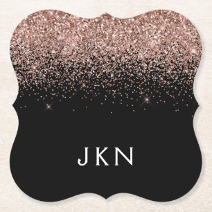 Rose Gold Blush Pink Glitzer Monogram Initialen Untersetzer