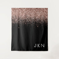Rose Gold Blush Pink Glitzer Monogram Initialen