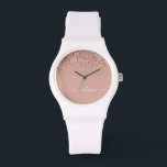 Rose Gold Blush Pink Glitzer Script Monogram Girl Armbanduhr<br><div class="desc">Rose Gold - Schwarz Rosa Sparkle Glitzer Script Monogram Name Watch. Dies macht den perfekten Abschluss,  Geburtstag,  Hochzeit,  Brautparty,  Jubiläum,  Babydusche oder Junggeselinnen-Abschied Geschenk für jemanden,  die Lieben glamourösen Luxus und schicke Stile.</div>